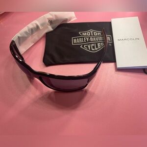 Harley-Davidson Unisex Gloss Black/HD~Orange Wrap Sunnies with Bordeaux Lenses